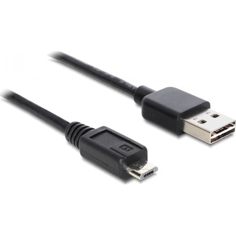 POWERTECH Καλώδιο USB 2.0 σε USB Micro, Dual Easy USB, 1m, Black Computers & Office